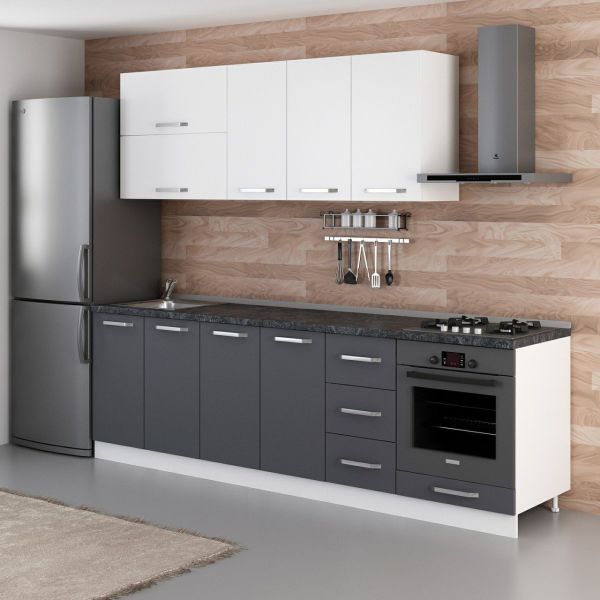 Minar 260 Cm Mutfak Dolabı Beyaz Antrasit 260-A3