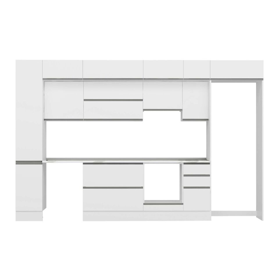 Alvinka 370X240 Cm High Gloss Mutfak Dolabı Mbb-E90B40S40-1 High Gloss | Beyaz - Suntalam