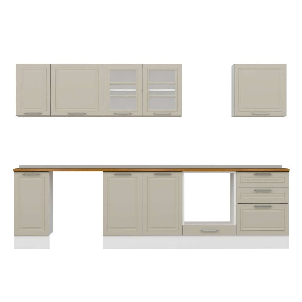 Alvinka 300X210 Cm Klasik Mebran Mutfak Dolabı M-E80S40S60-3 Mebran | Kumtaşı - Suntalam