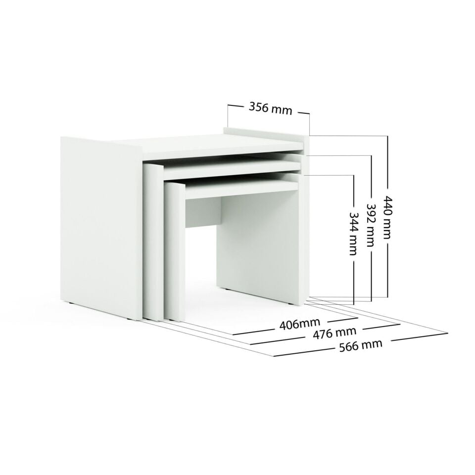 Ceramical ZG4 3'lü Zigon Sehpa - Beyaz