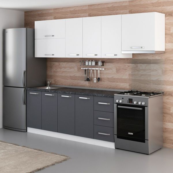 Minar 260 Cm Mutfak Dolabı Beyaz Antrasit 260-A4