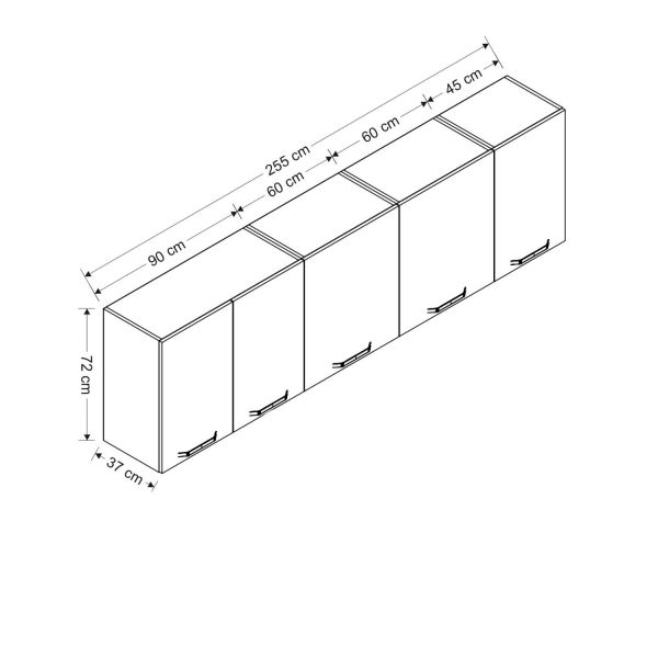 Minar 255 Cm Mutfak Dolabı Beyaz 255-B1-Üst Modül