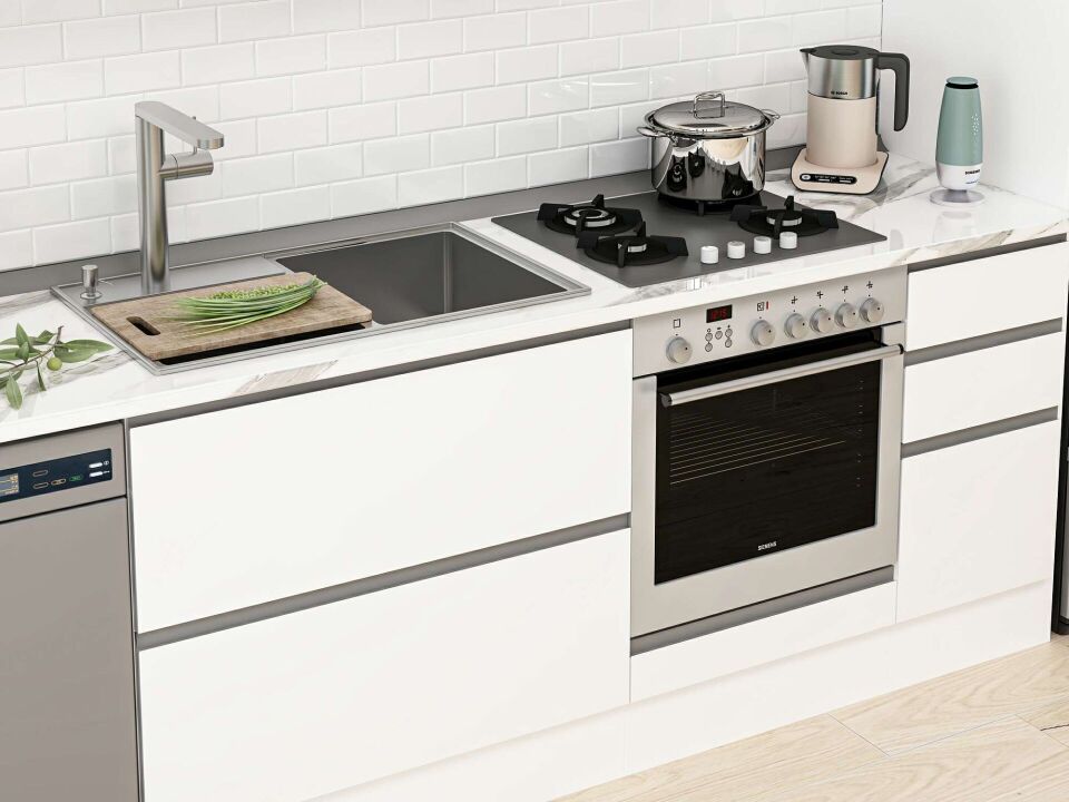 Alvinka 370X240 Cm High Gloss Mutfak Dolabı Mbb-E90B40S40-1 High Gloss | Beyaz - Mdf