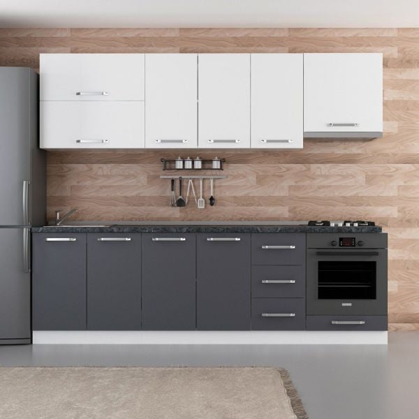 Minar 260 Cm Mutfak Dolabı Beyaz Antrasit 260-A5