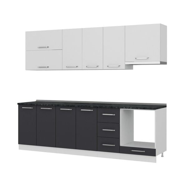 Minar 260 Cm Mutfak Dolabı Beyaz Antrasit 260-A5