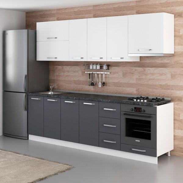 Minar 260 Cm Mutfak Dolabı Beyaz Antrasit 260-A5