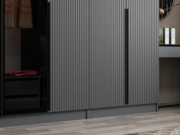 Kale Plus 8 Mebran Kapaklı 2Ç Dolap Antrasit Mebran Füme Cam