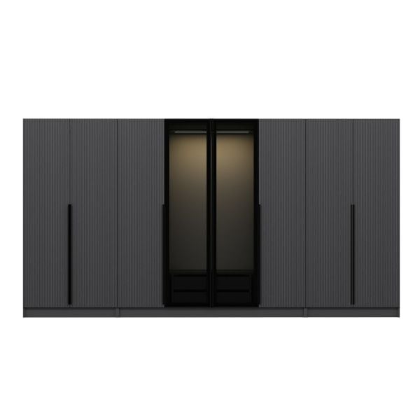 Kale Plus 8 Mebran Kapaklı 2Ç Dolap Antrasit Mebran Füme Cam