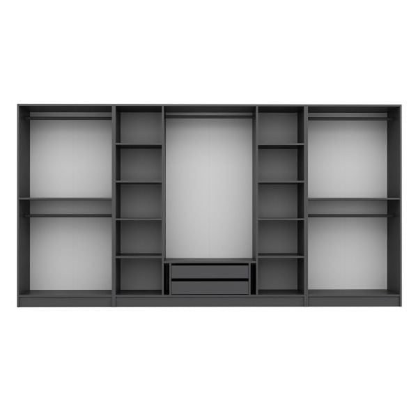 Kale Plus 8 Mebran Kapaklı 2Ç Dolap Antrasit Mebran Füme Cam