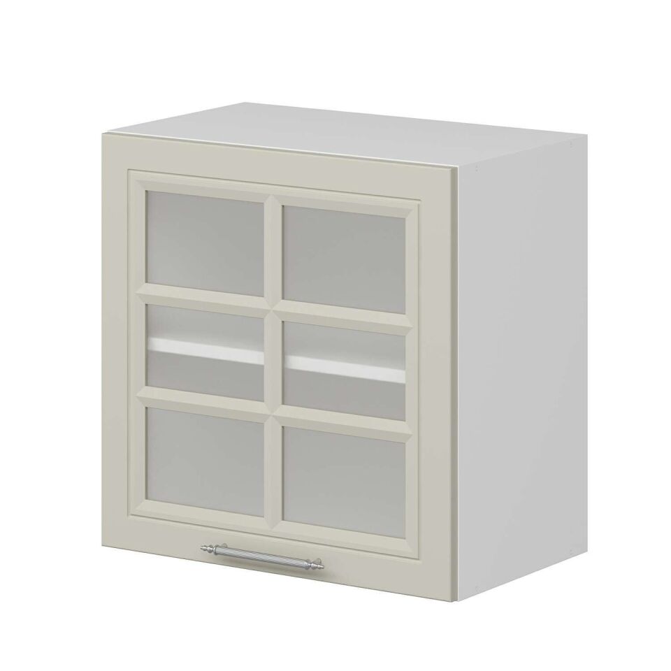 Alvinka Mutfak Modül Mbr_C Üst 1Dk1R 60-H60Cm Dolap Cam Beyaz Kumtaşı Mdf