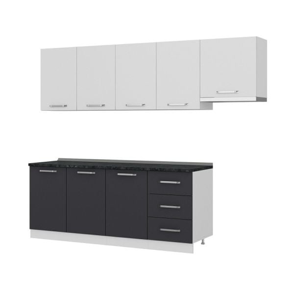 Minar 260 Cm Mutfak Dolabı Beyaz Antrasit 260-A7