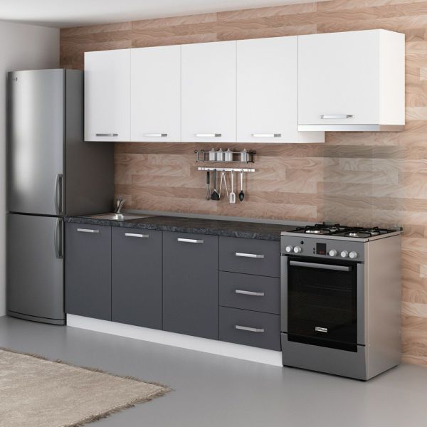 Minar 260 Cm Mutfak Dolabı Beyaz Antrasit 260-A7