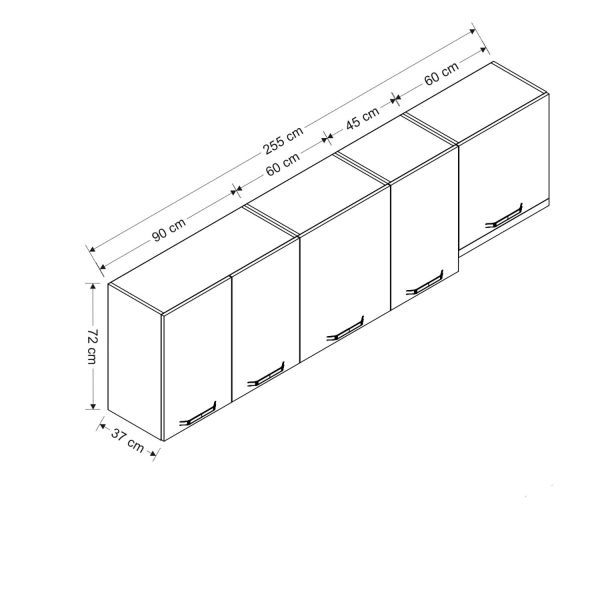 Minar 255 Cm Mutfak Dolabı Beyaz 255-B4-Üst Modül