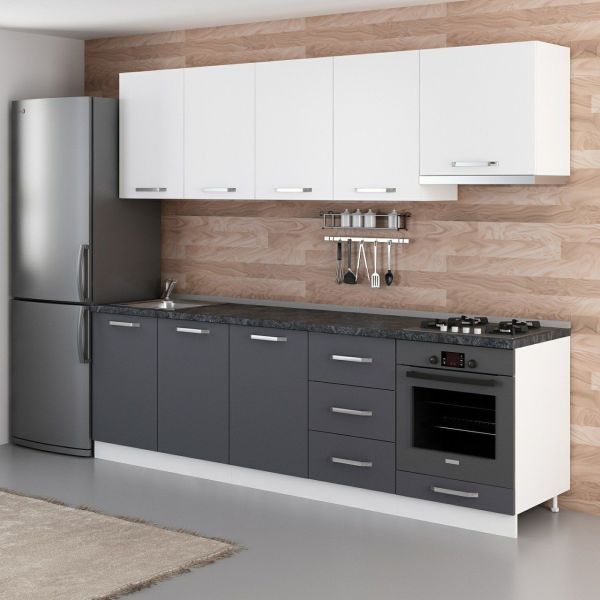 Minar 260 Cm Mutfak Dolabı Beyaz Antrasit 260-A8