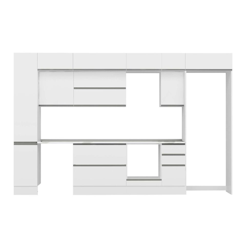 Alvinka 370X240 Cm High Gloss Mutfak Dolabı Mbb-E90B40S40-2 High Gloss | Beyaz - Mdf