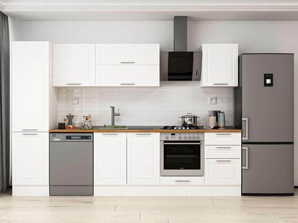 Alvinka 310X210 Cm Klasik Mebran Mutfak Dolabı Beyaz Beyaz Mb-E90B50S50-2