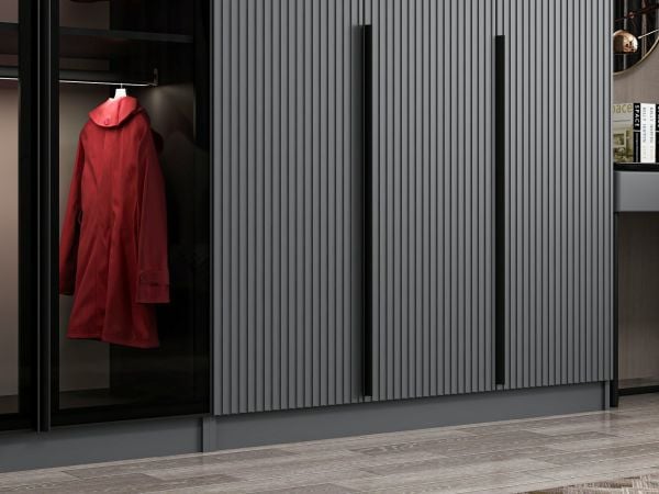 Kale Plus 8 Mebran Kapaklı 4Ç Dolap Antrasit Mebran Füme Cam