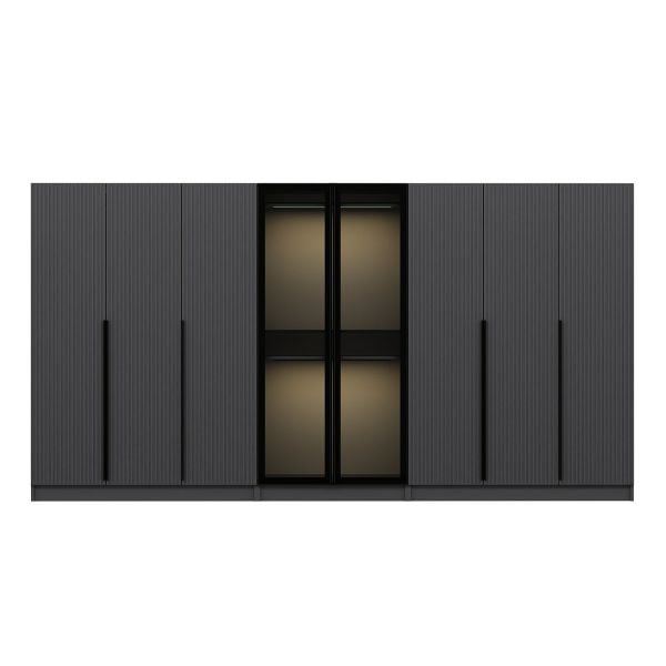 Kale Plus 8 Mebran Kapaklı 4Ç Dolap Antrasit Mebran Füme Cam