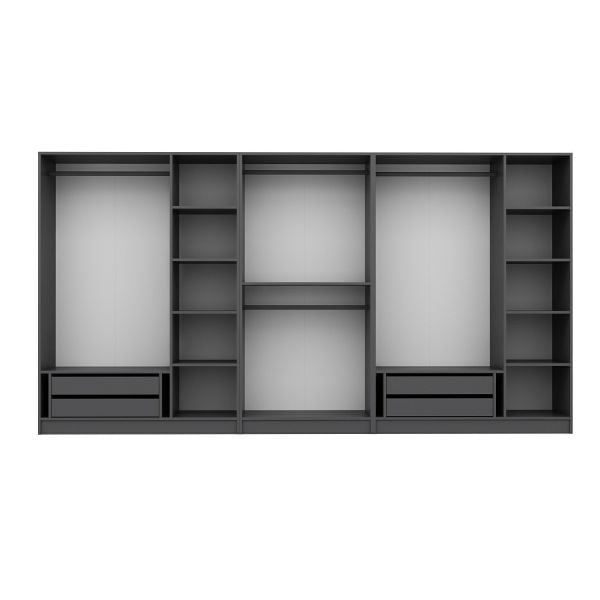 Kale Plus 8 Mebran Kapaklı 4Ç Dolap Antrasit Mebran Füme Cam