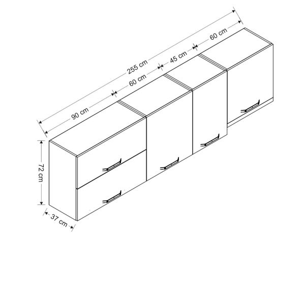 Minar 255 Cm Mutfak Dolabı Beyaz 255-B7-Üst Modül