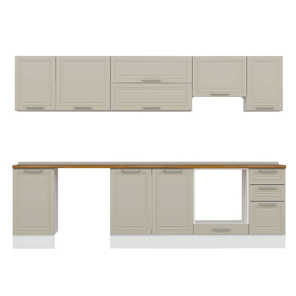 Alvinka 285X210 Cm Klasik Mebran Mutfak Dolabı M-E80S45S40-1 Mebran | Kumtaşı - Suntalam