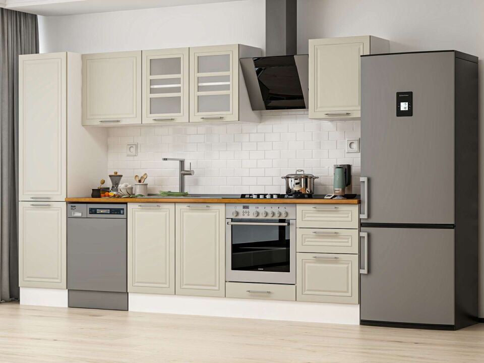 Alvinka 310X210 Cm Klasik Mebran Mutfak Dolabı Beyaz Beyaz Mb-E90B50S50-3