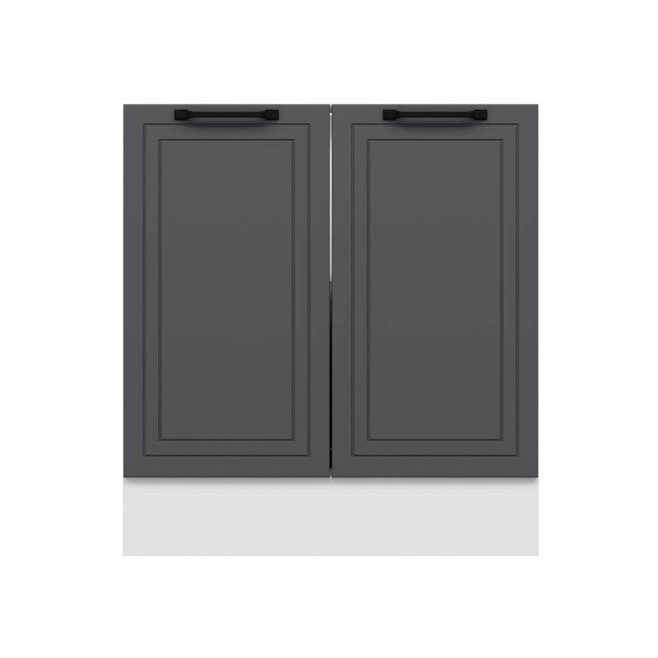 Alvinka Mutfak Modül Mbr_A Alt 2K1R 80Cm Dolap Beyaz Antrasit