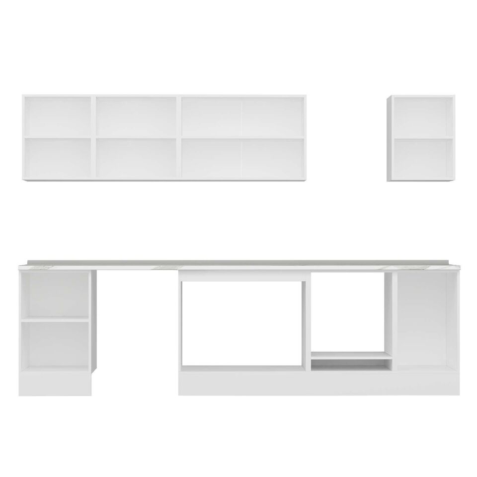 Alvinka 295X210 Cm High Gloss Mutfak Dolabı M-E80S50S45-3 High Gloss | Antrasit - Mdf