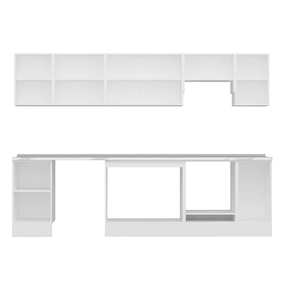Alvinka 285X210 Cm Klasik Mebran Mutfak Dolabı M-E80S45S40-1 Mebran | Beyaz - Mdf
