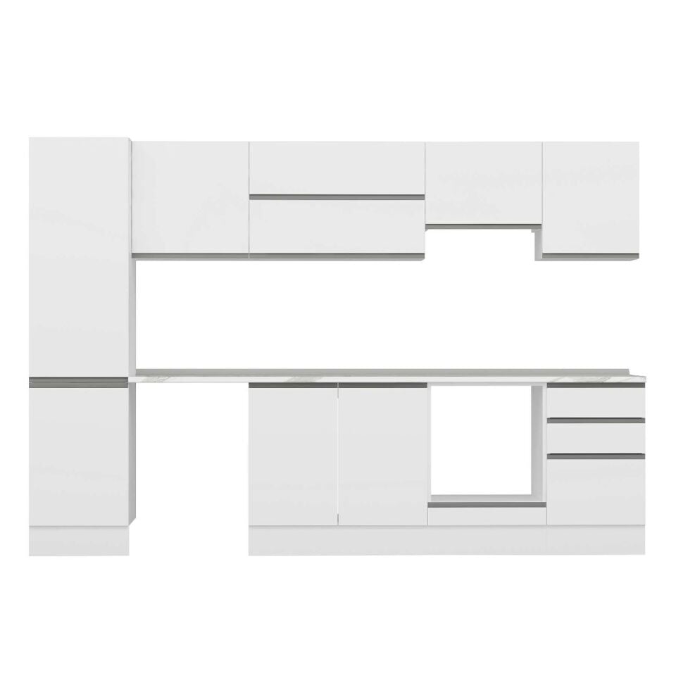 Alvinka 300X210 Cm High Gloss Mutfak Dolabı M-E80S50S50-1 High Gloss | Beyaz - Suntalam