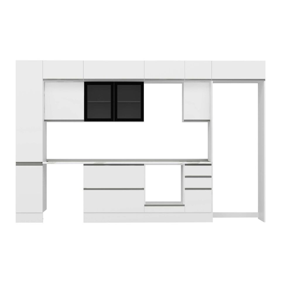 Alvinka 370X240 Cm High Gloss Mutfak Dolabı Mbb-E90B40S40-3 High Gloss | Beyaz - Suntalam