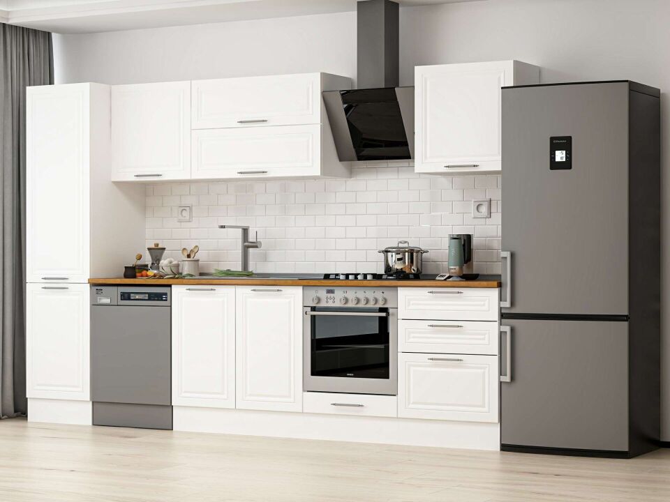 Alvinka 320X210 Cm Klasik Mebran Mutfak Dolabı Beyaz Beyaz Mb-E90B50S60-2