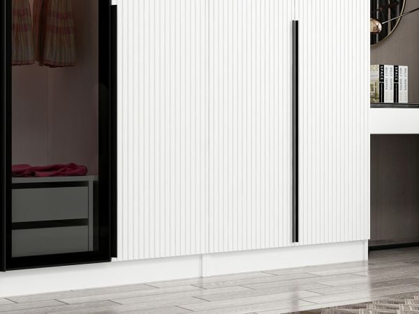 Kale Plus 8 Mebran Kapaklı 2Ç Dolap Beyaz Mebran Füme Cam