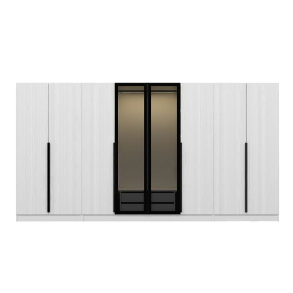 Kale Plus 8 Mebran Kapaklı 2Ç Dolap Beyaz Mebran Füme Cam