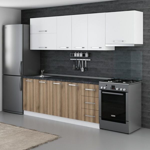 Minar 260 Cm Mutfak Dolabı Beyaz Dore 260-D4