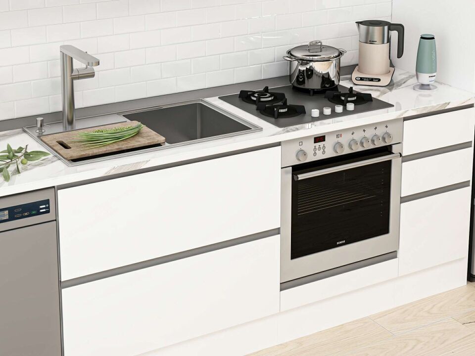 Alvinka 370X240 Cm High Gloss Mutfak Dolabı Mbb-E90B40S40-3 High Gloss | Beyaz - Mdf