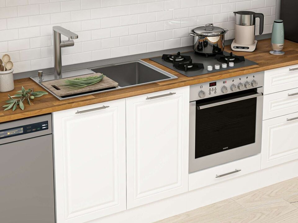 Alvinka 320X210 Cm Klasik Mebran Mutfak Dolabı Beyaz Beyaz Mb-E90B50S60-3