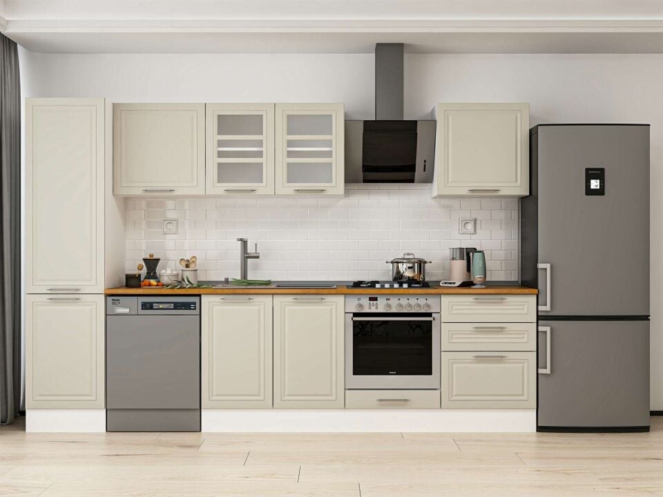 Alvinka 320X210 Cm Klasik Mebran Mutfak Dolabı Beyaz Beyaz Mb-E90B50S60-3