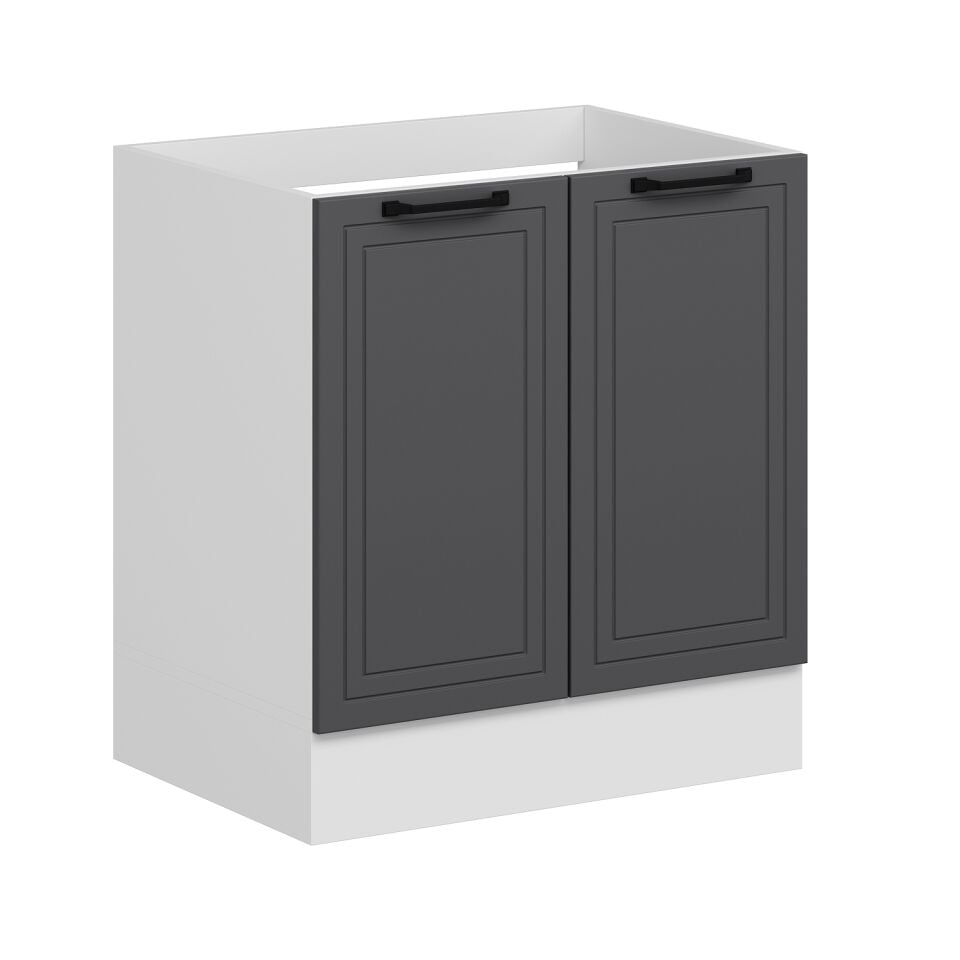 Alvinka Mutfak Modül Mbr_A Alt 2K 80Cm Evye Dolap Beyaz Antrasit