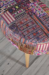 Rossi Oval Puf Kilim Desenli