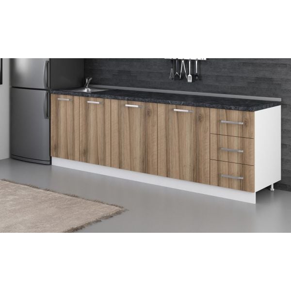 Minar 255 Cm Mutfak Dolabı Beyaz Dore 255-D1-Alt Modül