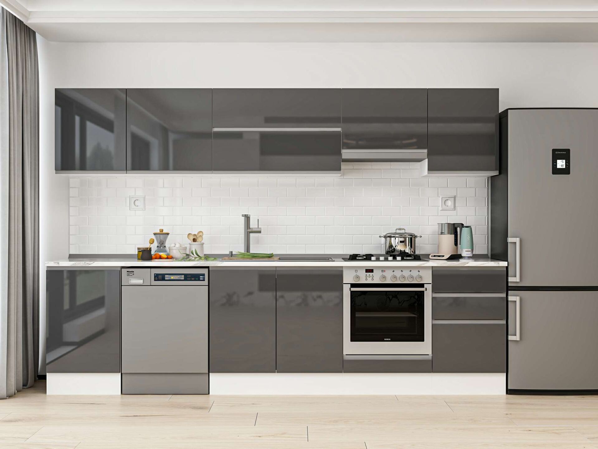 Alvinka 300X210 Cm High Gloss Mutfak Dolabı M-E80S50S50-1 High