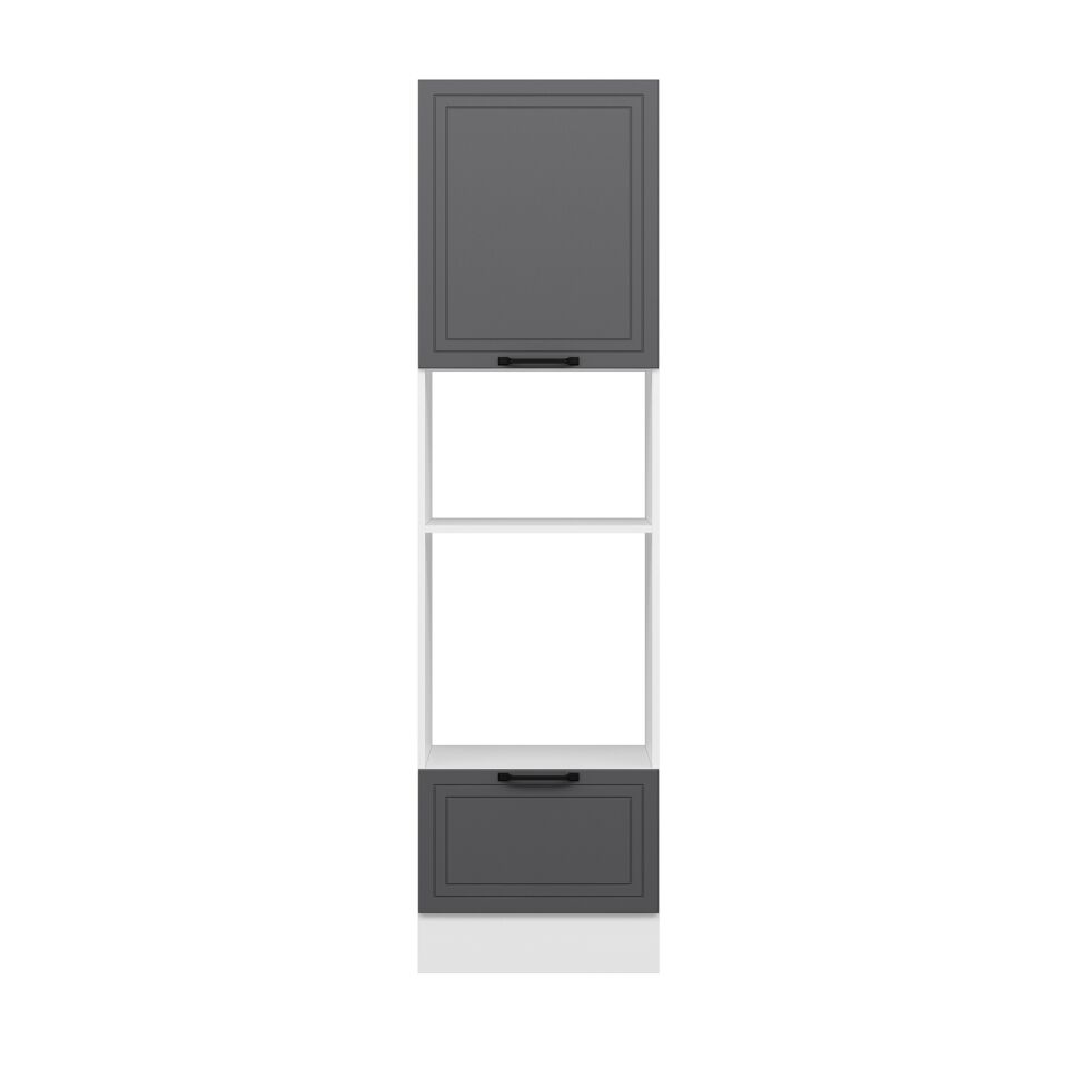 Alvinka Mutfak Modül Mbr_A 60-H222Cm Boy Ank Dolabı Beyaz Antrasit Mdf