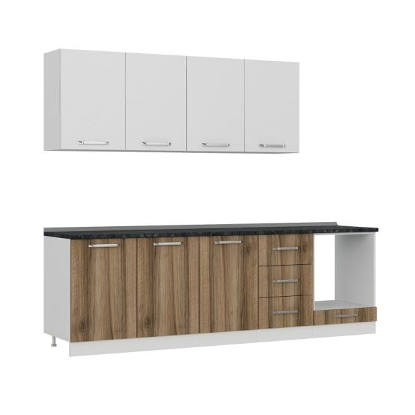 Minar 260 Cm Mutfak Dolabı Beyaz Dore 260-D6