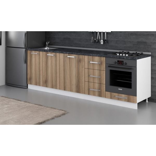 Minar 255 Cm Mutfak Dolabı Beyaz Dore 255-D3-Alt Modül