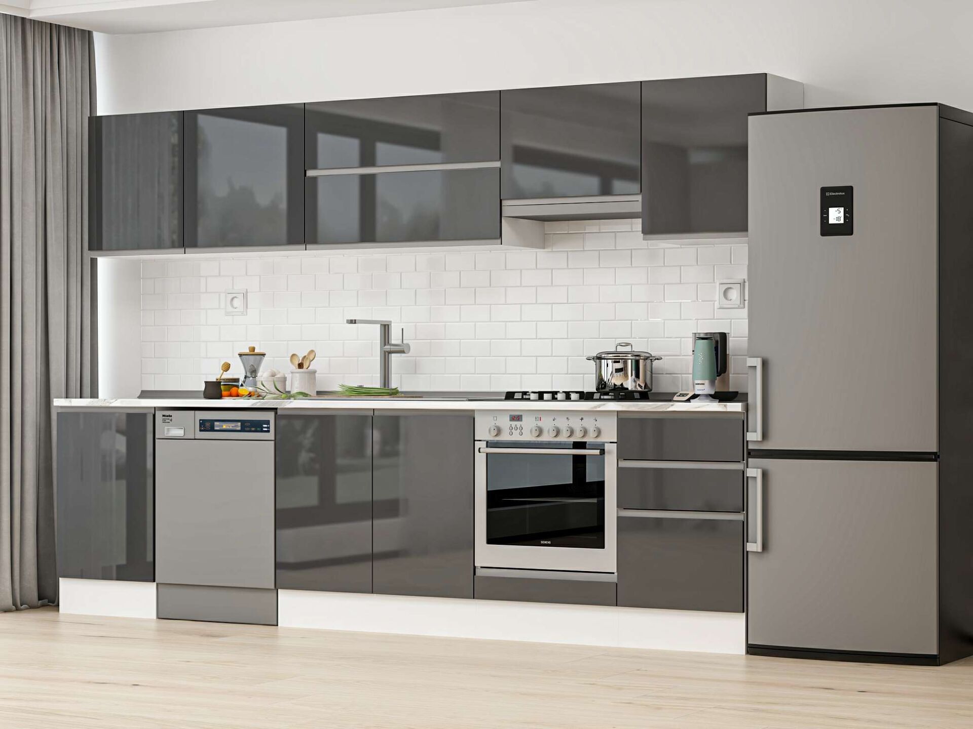 Alvinka 300X210 Cm High Gloss Mutfak Dolabı M-E80S50S50-1 High