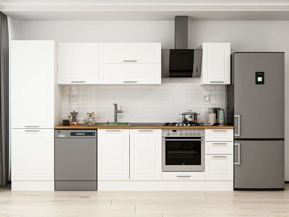 Alvinka 310X210 Cm Klasik Mebran Mutfak Dolabı Beyaz Beyaz Mb-E90B60S40-2