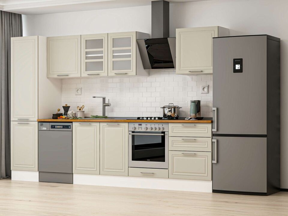 Alvinka 320X210 Cm Klasik Mebran Mutfak Dolabı Mb-E90B50S60-3 Mebran | Kumtaşı - Mdf