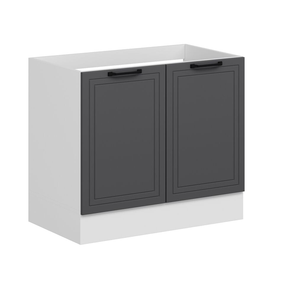 Alvinka Mutfak Modül Mbr_A Alt 2K 100Cm Evye Dolap Beyaz Antrasit