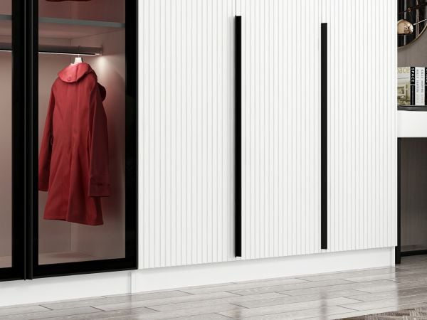 Kale Plus 8 Mebran Kapaklı 4Ç Dolap Beyaz Mebran Füme Cam